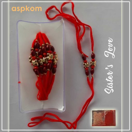 Red Pearl Rakhi for Brother, AspKom
